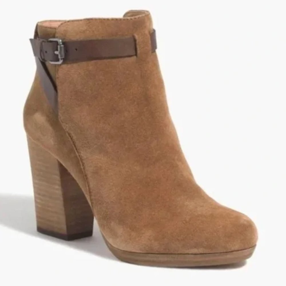 Gently Used Madewell Aimee Heeled Ankle Bootie, suede with block heel